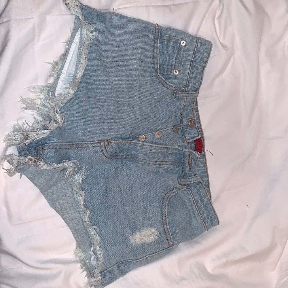 Isabelle’s Cabinet Light Wash Ripped Jean Shorts